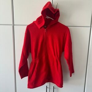 Vintage Badge RH Macy Red Fleece Full Zip Hooded Jacket Elastic Waist‎ XL 16